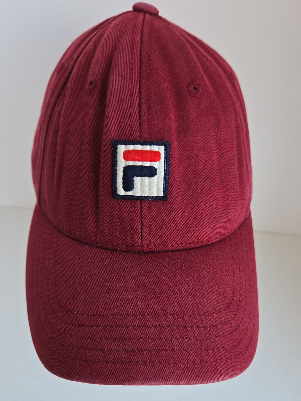 FILA Burgundy Maroon Logo Baseball Cap Strapback Cotton OSFA